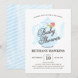 Baby Tea Party | Einladung der Babydusche | Blau