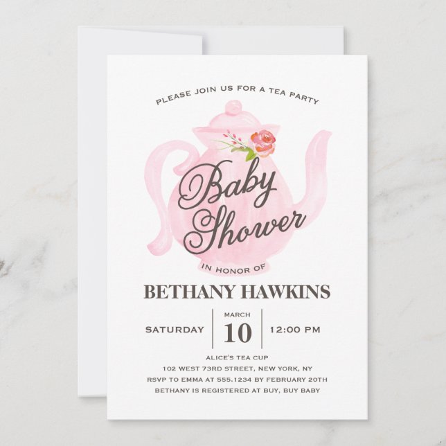 Baby Tea Party | Invitation baby shower (Devant)