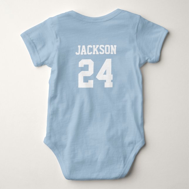 Baby Team Jersey Nummer und Monogramm Strampler (Rückseite)