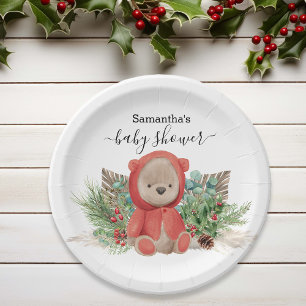 Baby Teddy Bär Weihnachten Boho Blumenstrauß Pappteller
