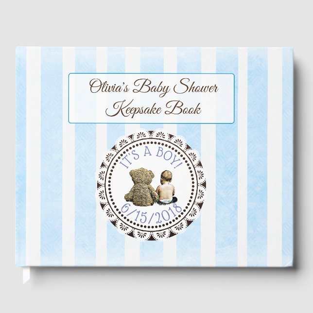 Baby & Teddy Bear Baby Showbook Keepake Gästebuch (Vorderseite)