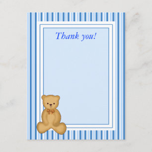 BABY TEDDY BEAR BLUE Streifen Flat Vielen Dank Dankeskarte