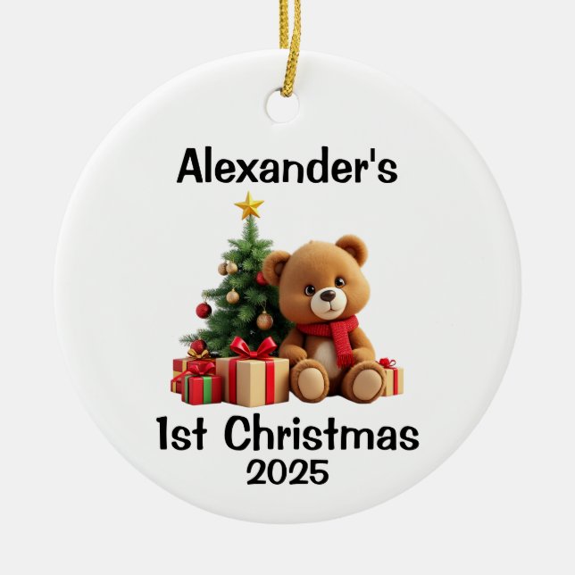 Baby Teddy Bear Christmas Keramik Ornament (Vorne)