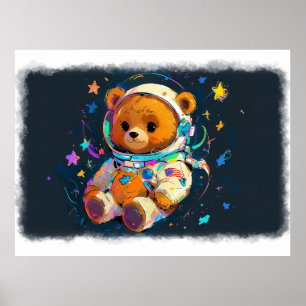 Baby Teddy Bear Dreaming als Astronaut Poster
