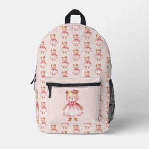 Baby Teddy Bear in rosa Kleid Bedruckter Rucksack