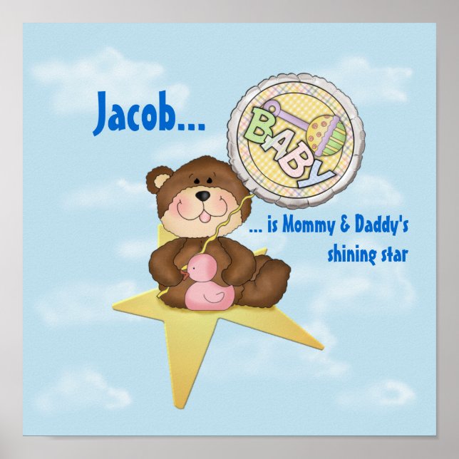 Baby Teddy Bear on a Star Poster (Vorne)