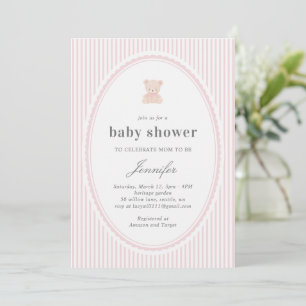Baby-Teddybär-Baby-Party-Einladung_Rosa  Einladung