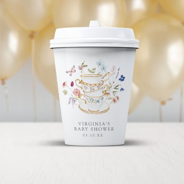Baby Tee Party Paper Cup Pappbecher (Baby Shower Wildflower Tea Party Decor Paper Cup by Painted Paperie
)