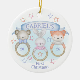 Baby-Tier-Rasseln Baby's erstes Weihnachten Keramik Ornament