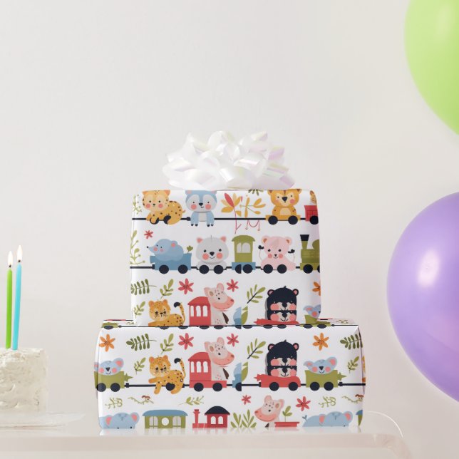 Baby-Tier-Zug Geschenkpapier (Partygeschenke)