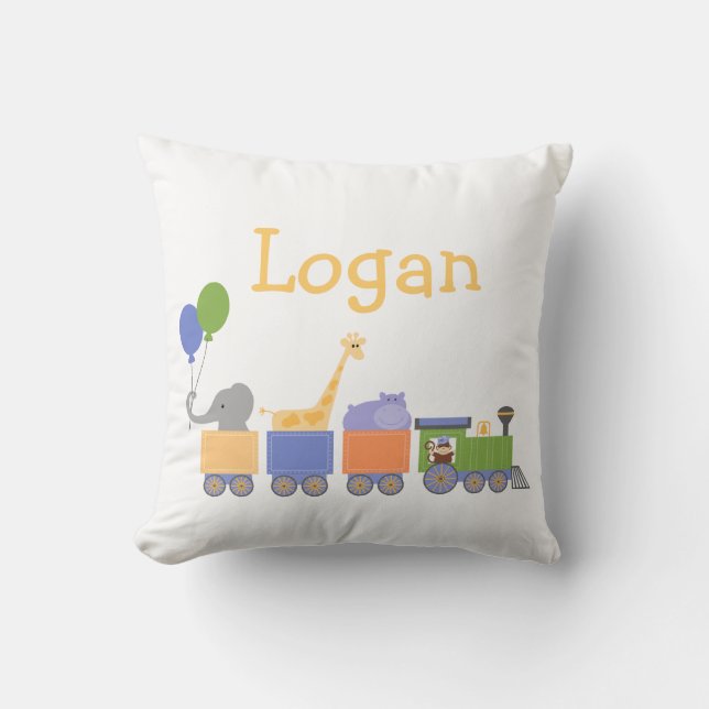 Baby-Tiere auf einem Zug Pillows Kissen (Vorderseite)