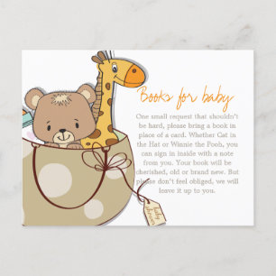 Baby-Tiere Baby-Shower-Buch-Einlegeanfrage Einladungspostkarte