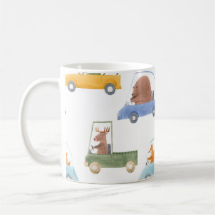 Baby-Tiere: handgezeichnetes Wasserfarbmuster. Kaffeetasse