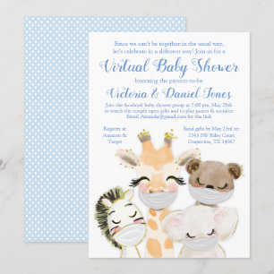 Baby-Tiere-Maske-Drive-By-Covid-Baby-Party Einladung