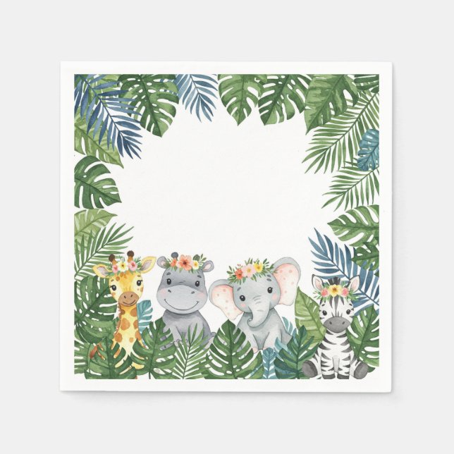 BABY TIERE MIT BLUME NAPKIN SERVIETTE (Vorderseite)