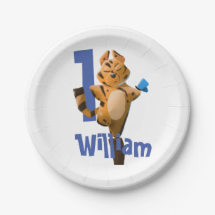 Baby Tiger Kariert First Birthday Classic Pappteller