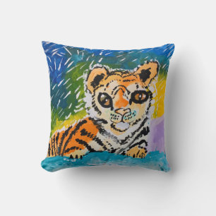 Baby Tiger "Kunst von Kindern" Kissen