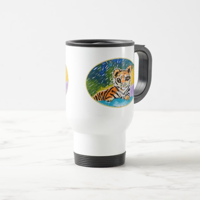 Baby Tiger "Kunst von Kindern" Reisebecher (VorderseiteRechts)