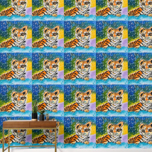 Baby Tiger Kunst von Kindern Tapete