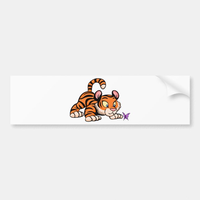 Baby-Tiger mit Schmetterling Autoaufkleber (Vorne)