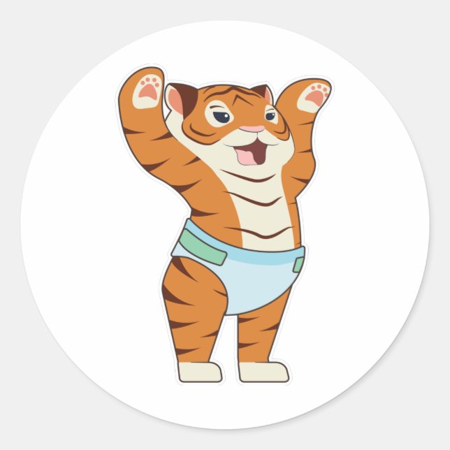 Baby Tiger mit Underpants Runder Aufkleber (Vorderseite)