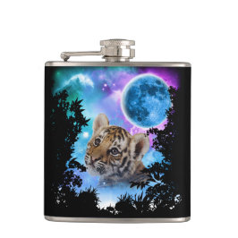 Baby-Tiger-Mitternacht-Wald Flachmann