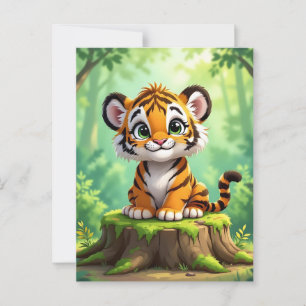 Baby Tiger   Niedlicher Cartoon Kids Kinderzimmer  Postkarte