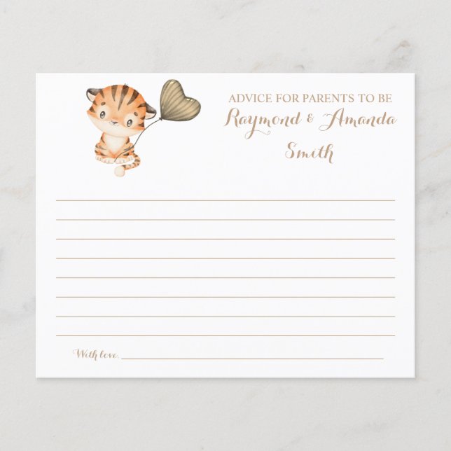 Baby Tiger | Ratschläge für Mama & Vater Babydusch Flyer (Vorne)