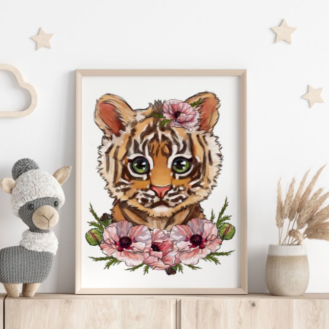 Baby Tiger Rose Animal Poster | Niedlich Tiger Art (Von Creator hochgeladen)