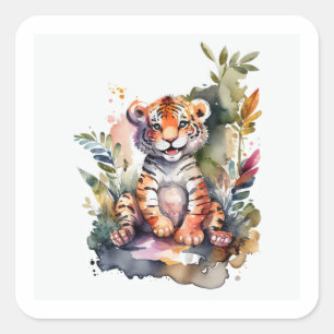 Baby Tiger Square Sticker