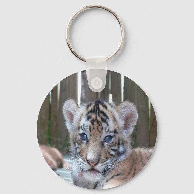 Baby tiger wart Mama Liebe Schlüsselanhänger (Vorderseite)