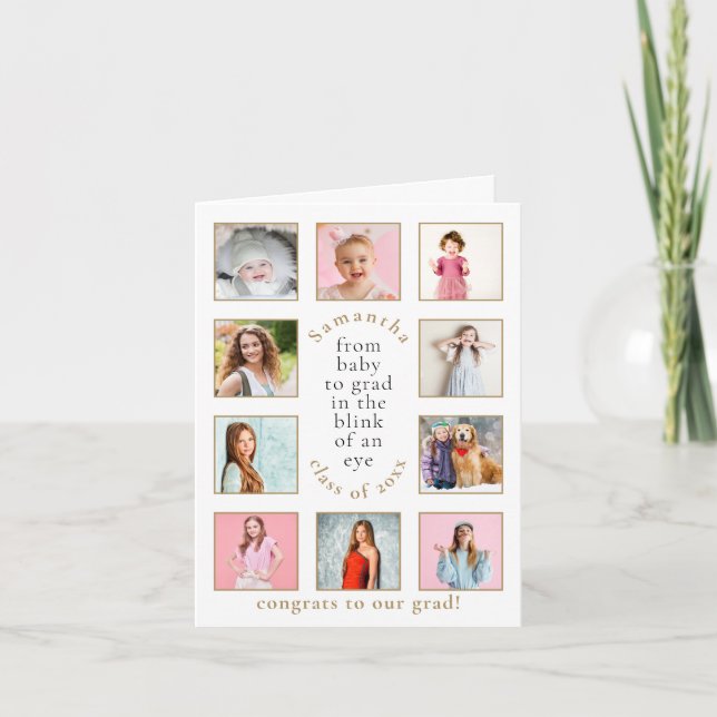Baby to Grad 10 Fotos Name Jahr Abschluss Ankündigung (Vorderseite)