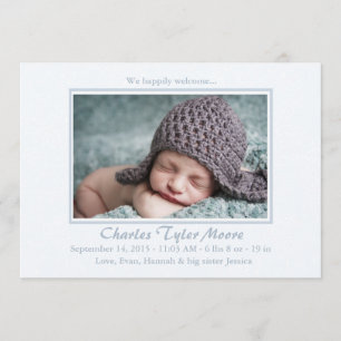 Baby Toile Blue - Geburtsankündigung von Foto Ankündigung