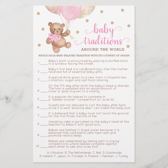 Baby Traditions Spiel Baby Dusche Teddy Bär (Vorderseite)