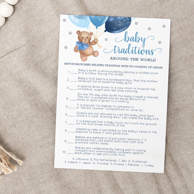 Baby Traditions Spiel Baby Dusche Teddy Bear Card Einladung (Von Creator hochgeladen)