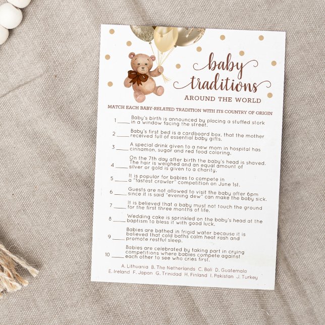 Baby Traditions Spiel Baby Dusche Teddy Bear Card Einladung (Von Creator hochgeladen)