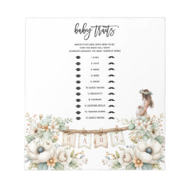Baby Traits Baby Shower Game Notizblock