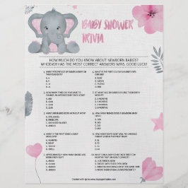 Baby Trivia [Baby Elephant [Rosa] Briefbogen