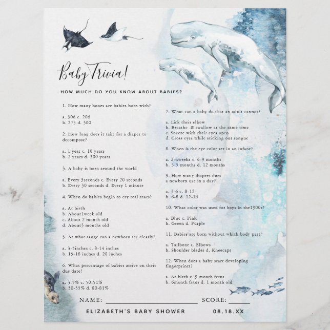 Baby Trivia | Baby Showspiel (Vorderseite)