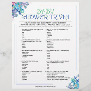 Baby Trivia [Blue Floral] Briefbogen