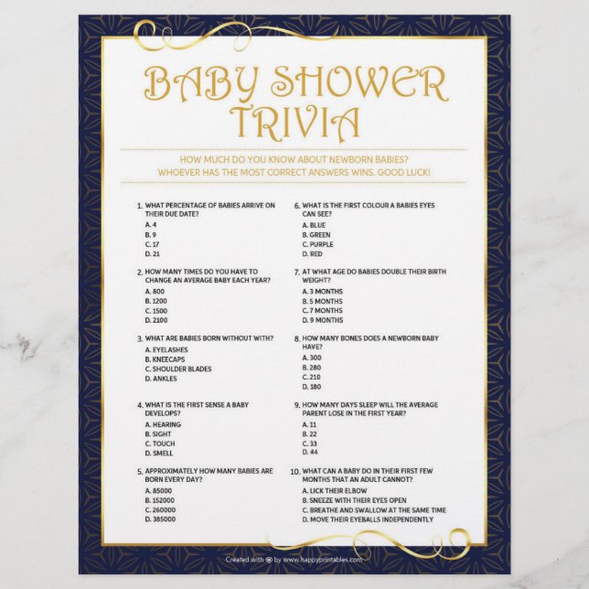 Baby Trivia [Golden Blue] Briefbogen (Vorderseite)