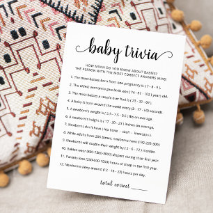 Baby Trivia-Spiel mit Antworten Baby Shower Karte