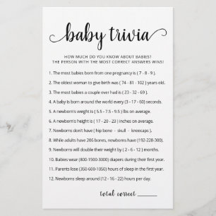 Baby Trivia Spiel mit dem Answers Baby Dusche Part