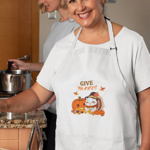 Baby Turkey und Pumpkin feiern Erntedank Lange Schürze