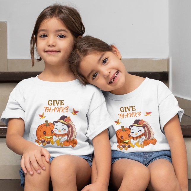 Baby Turkey und Pumpkin feiern Erntedank T-Shirt (Von Creator hochgeladen)