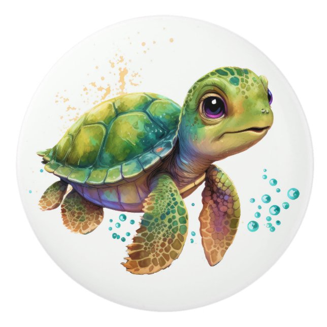 Baby Turtle Beach Nautical Drawer Knobs Keramikknauf (Vorderseite)