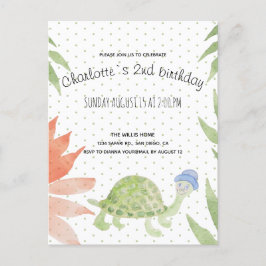 Baby Turtle Watercolor Handgemalt Ankündigungspostkarte