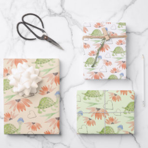 Baby Turtle Watercolor Handgemalt Geschenkpapier Set