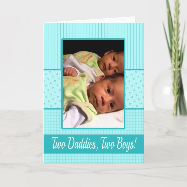 Baby Twin Boys Gay Dads Faire-part de naissance (Devant)