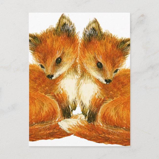 Baby Twin Foxes Postkarte (Vorderseite)